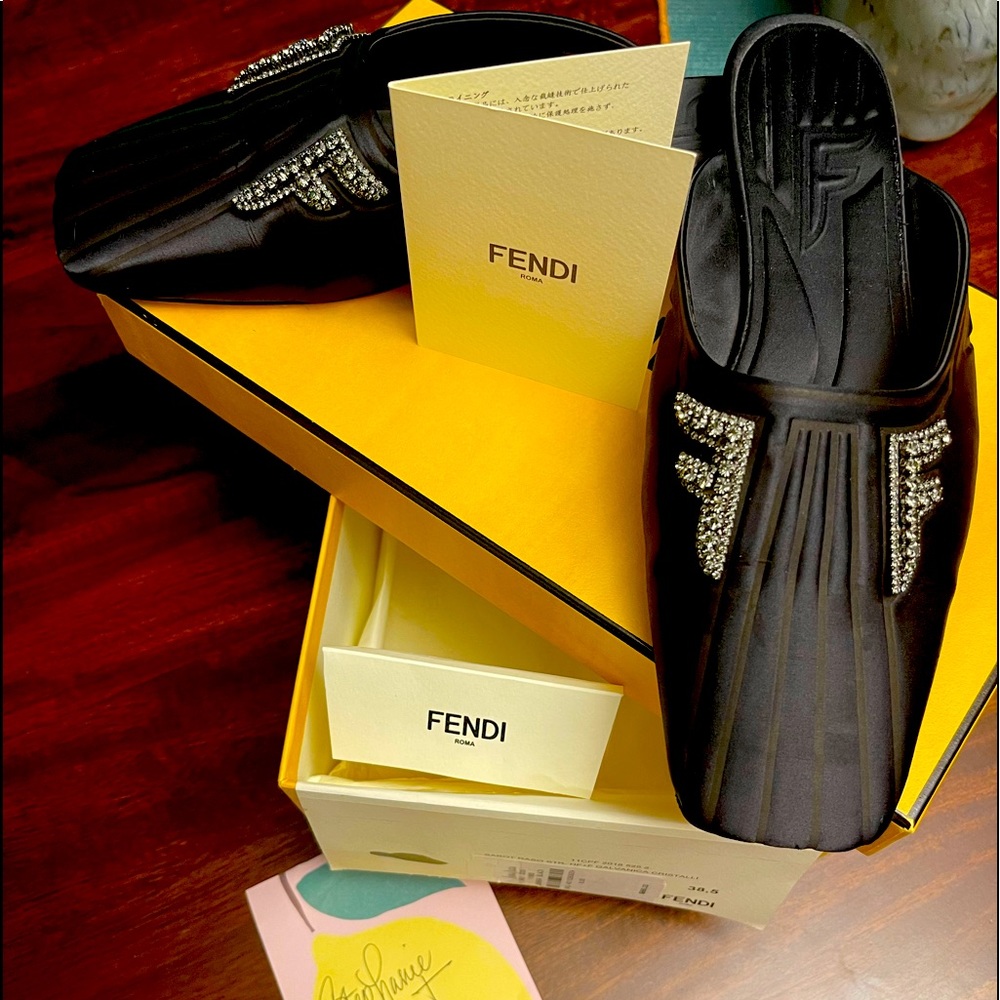 Fendi FFreedom Double Crystal Embellishment Mules *Authentic* with box